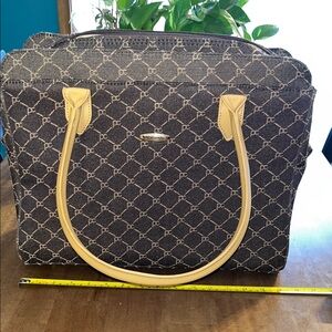 Pierre Cardin Patterned Laptop Bag with Tan Accents